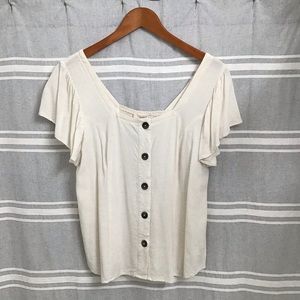 UNIVERSAL THREAD / Cream LinenBlend Button Down Top Size XS